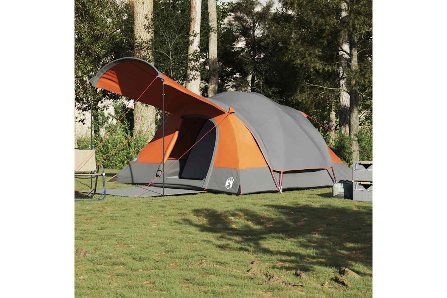 Vidaxl Family Tent Tunnel 8-person Grey And Orange Waterproof-4