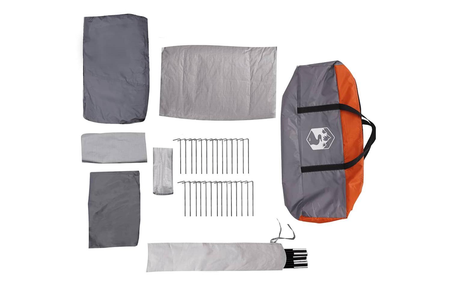 Vidaxl Family Tent Tunnel 8-person Grey And Orange Waterproof-10