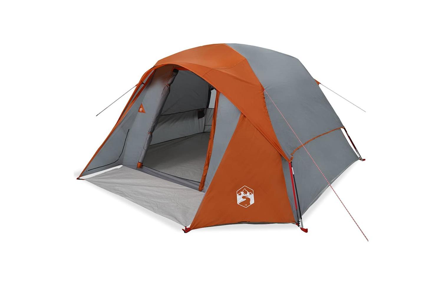 Vidaxl Family Tent Cabin 6-person Grey And Orange Waterproof