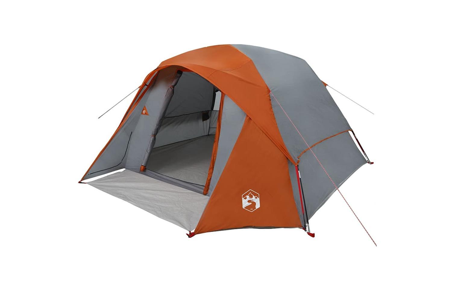 Vidaxl Family Tent Cabin 6-person Grey And Orange Waterproof-3