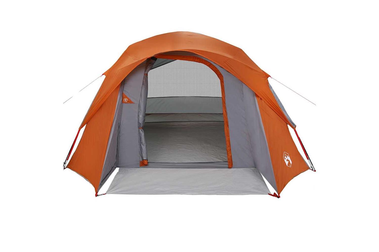 Vidaxl Family Tent Cabin 6-person Grey And Orange Waterproof-5