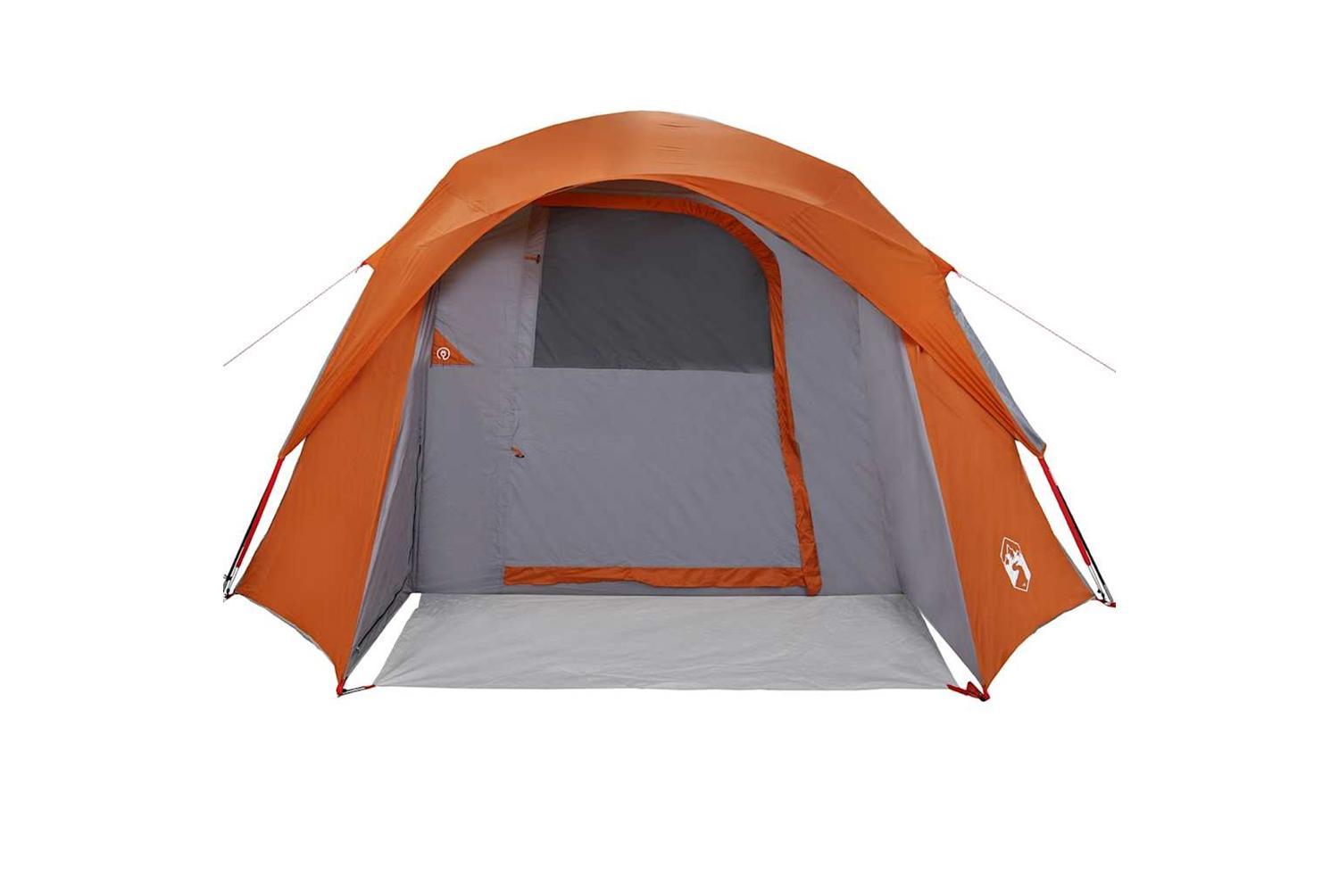 Vidaxl Family Tent Cabin 6-person Grey And Orange Waterproof-6