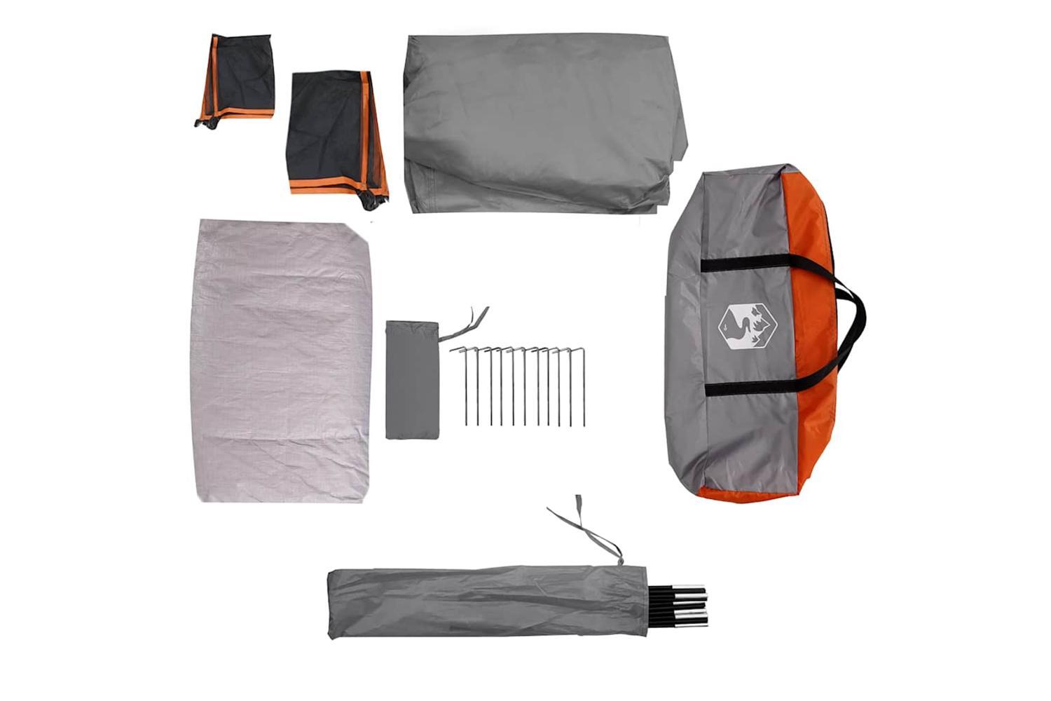 Vidaxl Family Tent Cabin 6-person Grey And Orange Waterproof-10