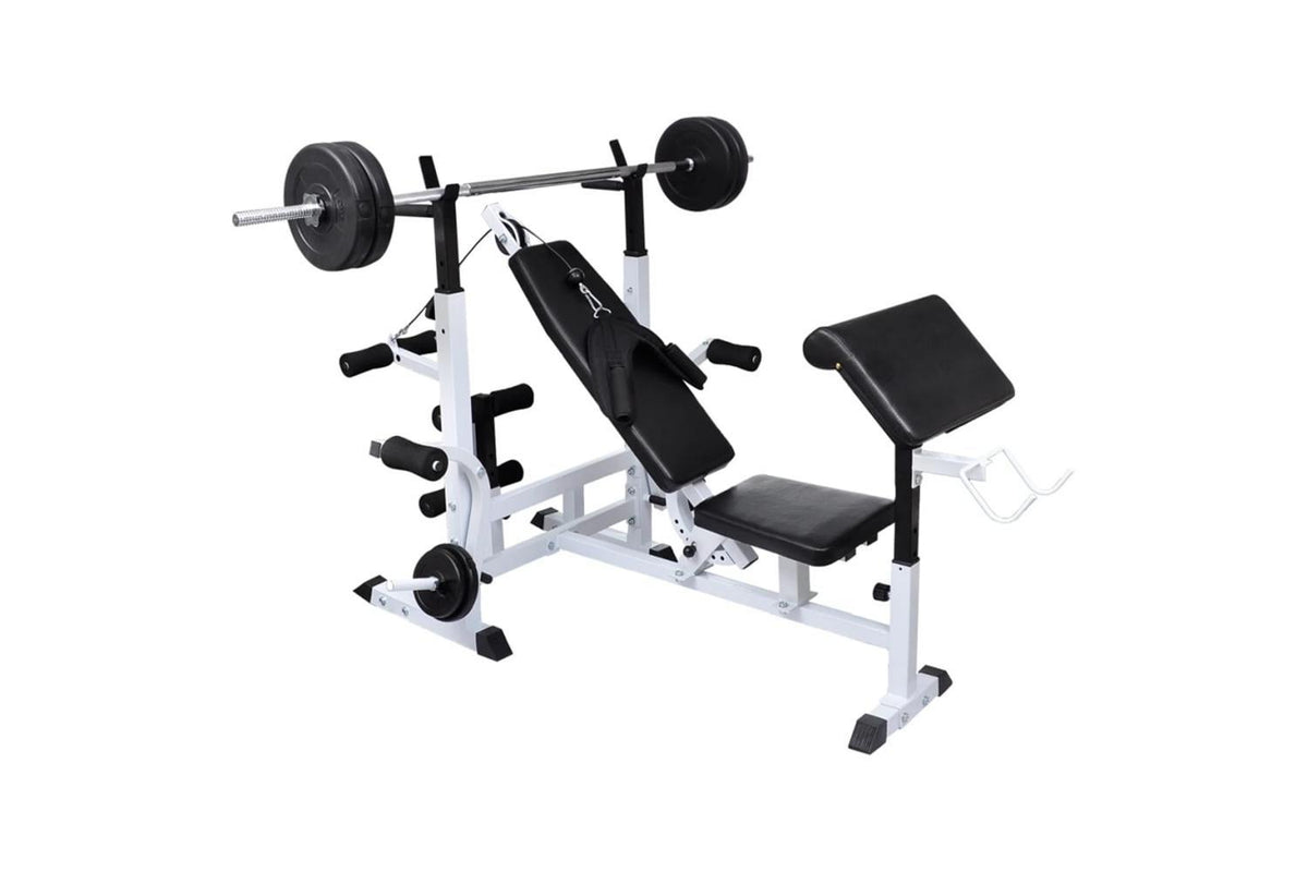 Vidaxl Weight Bench With Weight Rack, Barbell And Dumbbell Set 30.5kg-3
