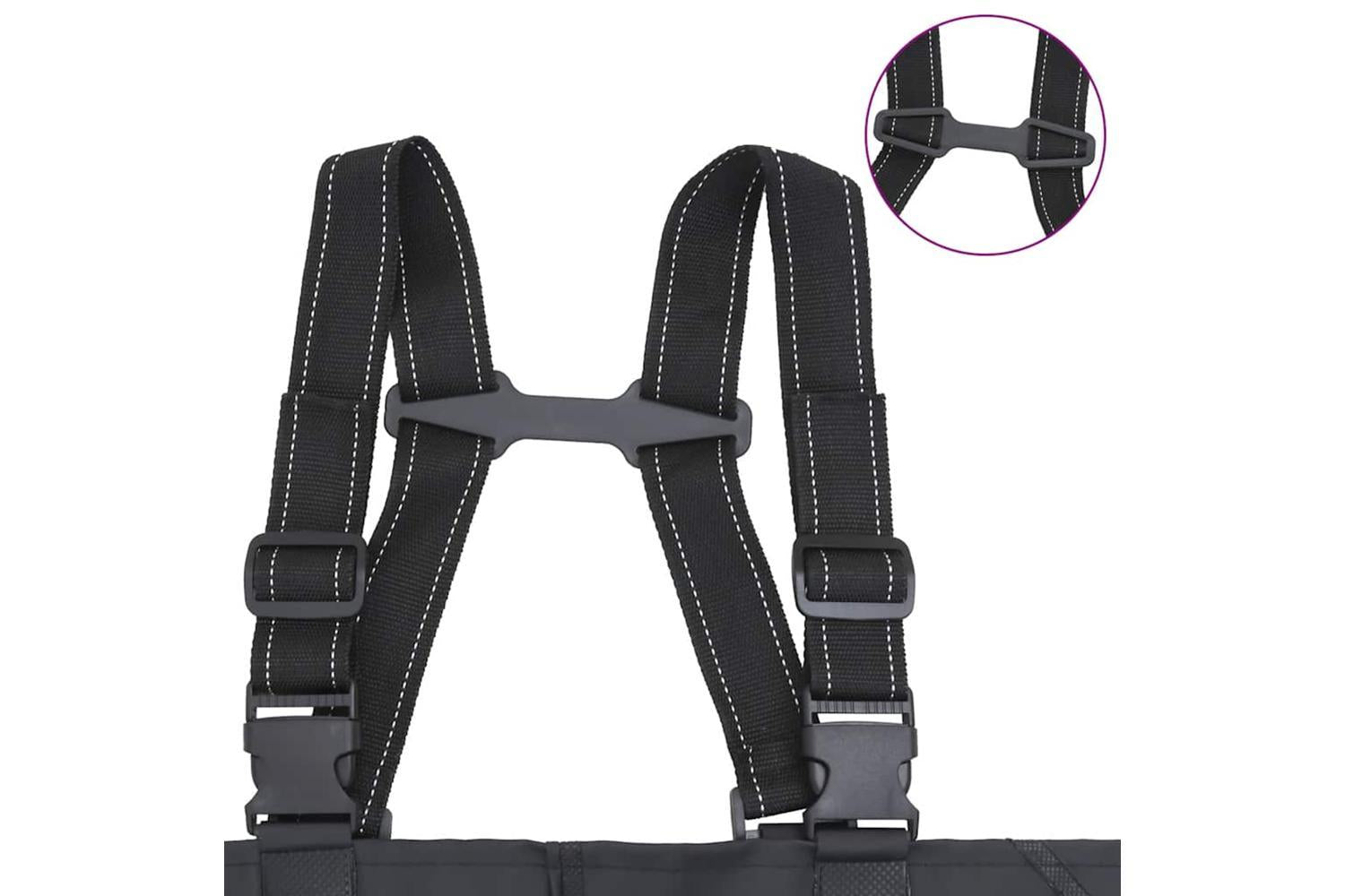 Vidaxl Chest Waders With Boots And Belt Black Size 44-5
