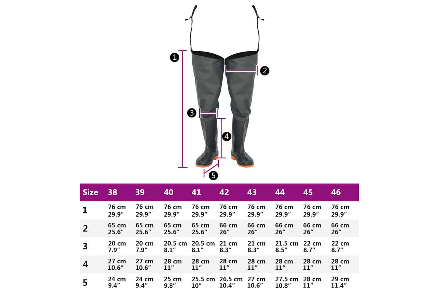 Vidaxl Hip Waders Dark Green Size 44-7