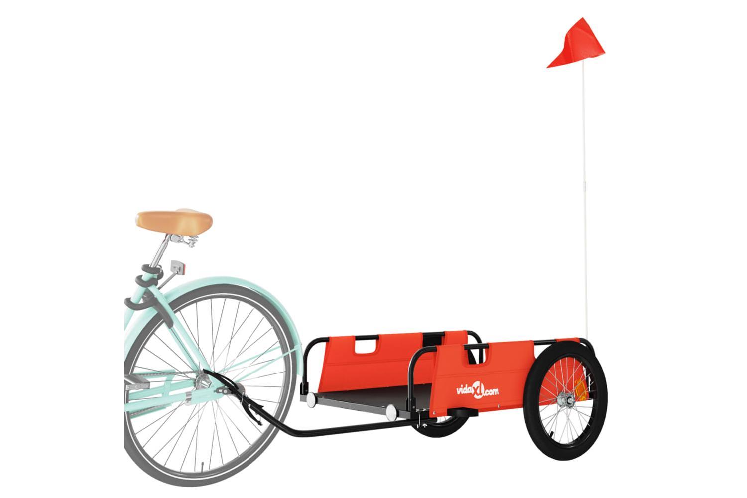 Vidaxl Bike Trailer Orange Oxford Fabric And Iron-3