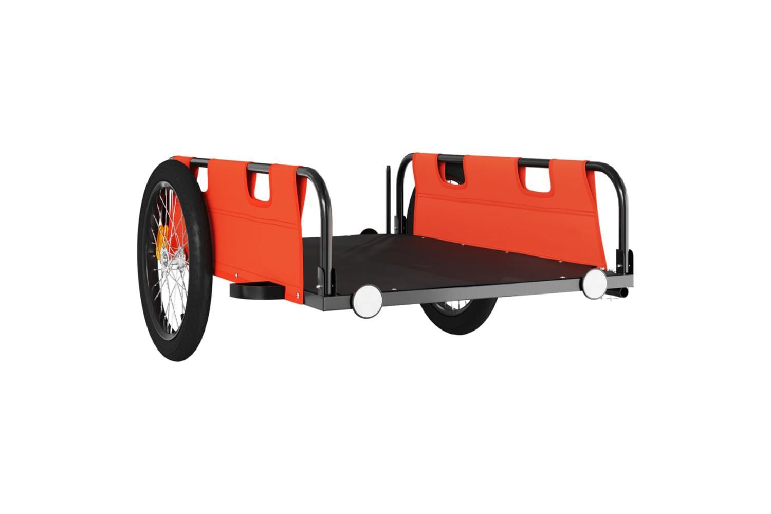 Vidaxl Bike Trailer Orange Oxford Fabric And Iron-4