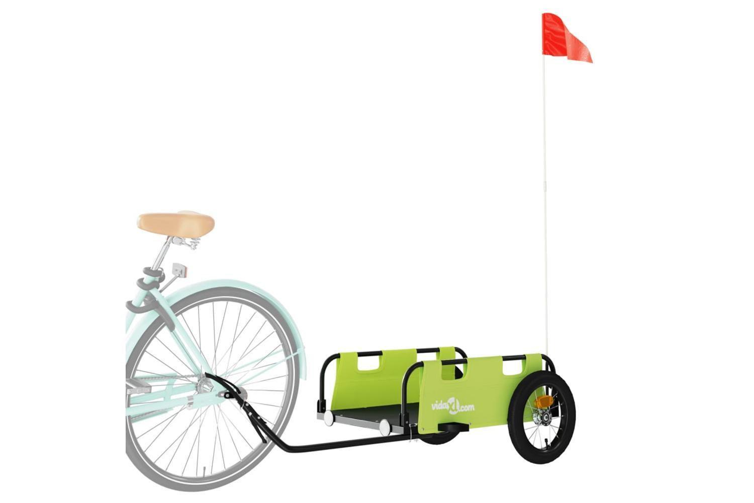 Vidaxl Bike Trailer Green Oxford Fabric And Iron-3