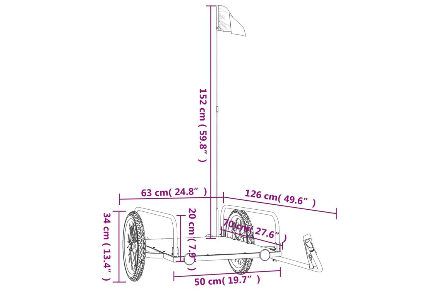 Vidaxl Bike Trailer Black 126x63x34 Cm Iron-10