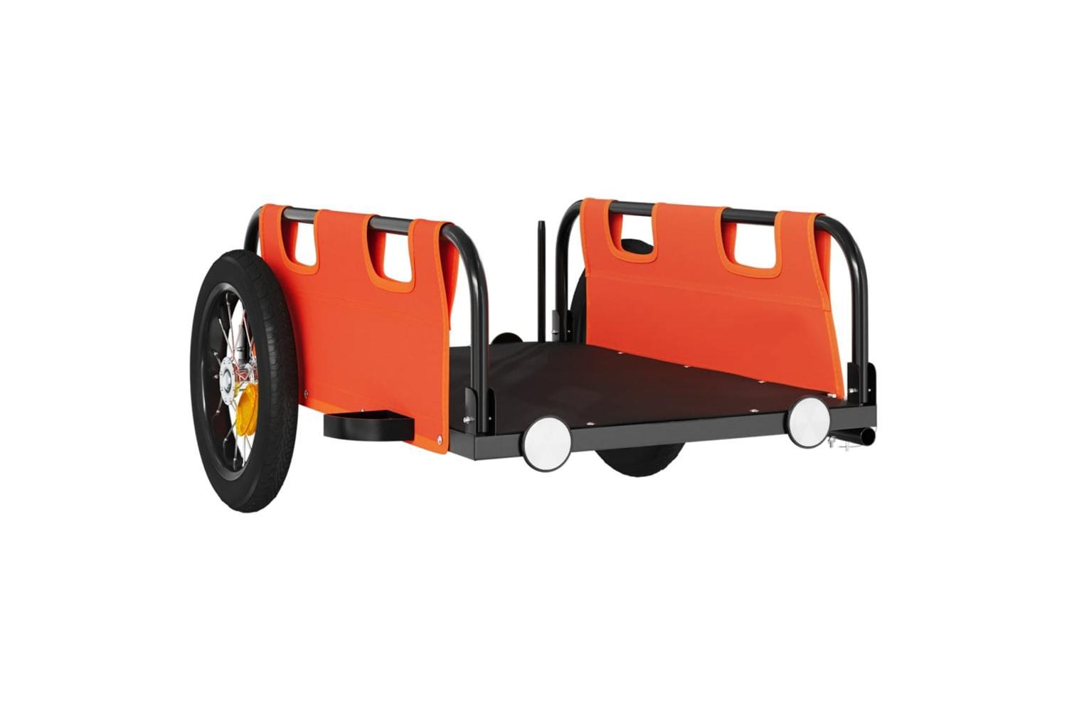 Vidaxl Bike Trailer Orange Oxford Fabric And Iron-4