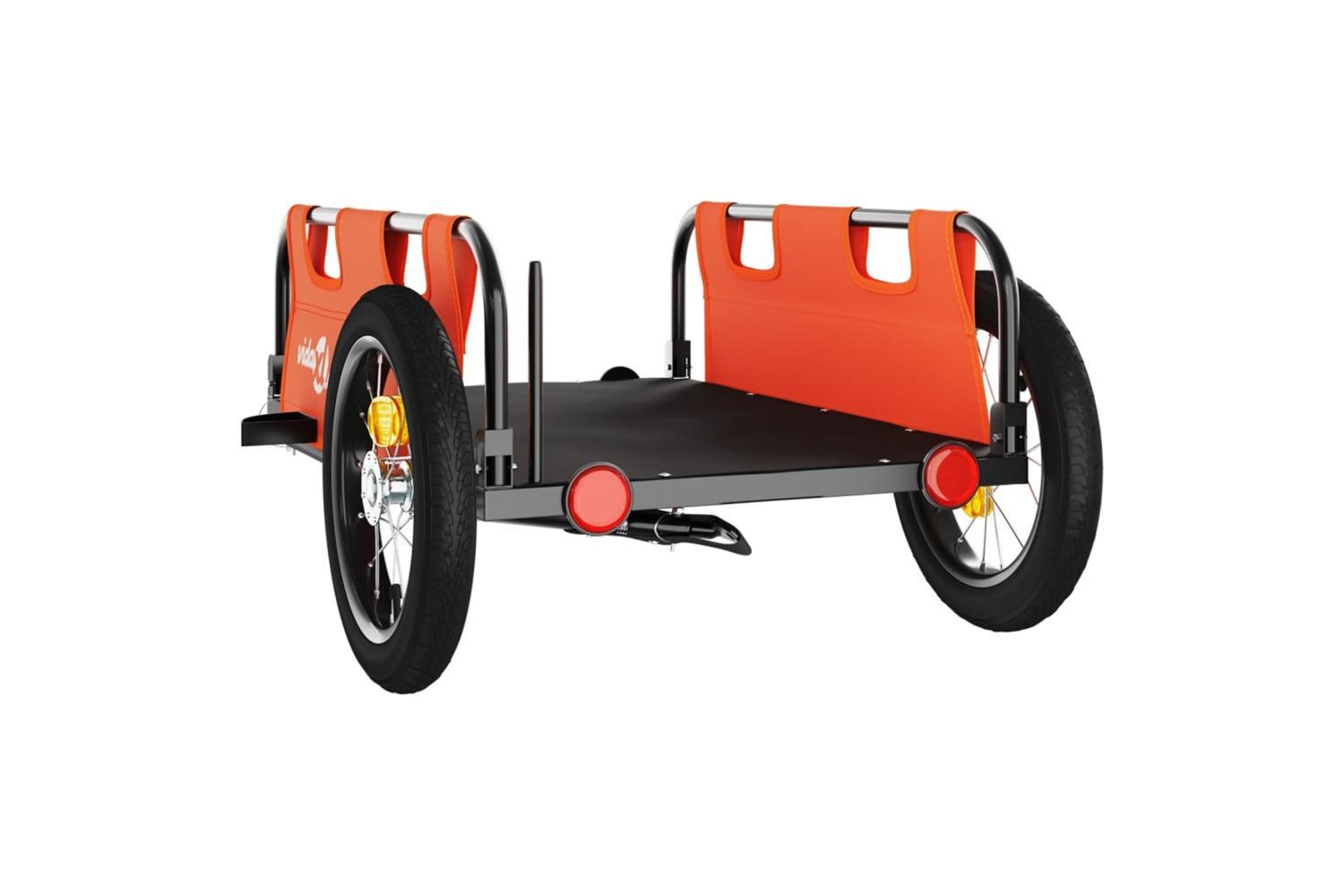 Vidaxl Bike Trailer Orange Oxford Fabric And Iron-7