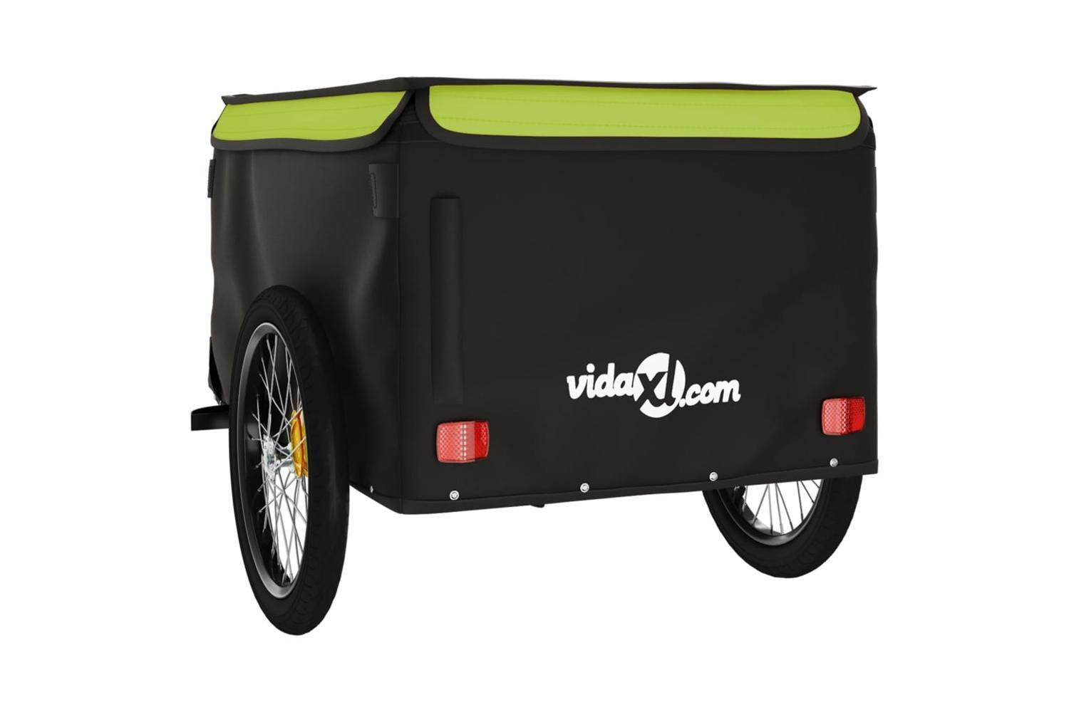 Vidaxl Bike Trailer Black And Green 45 Kg Iron-8