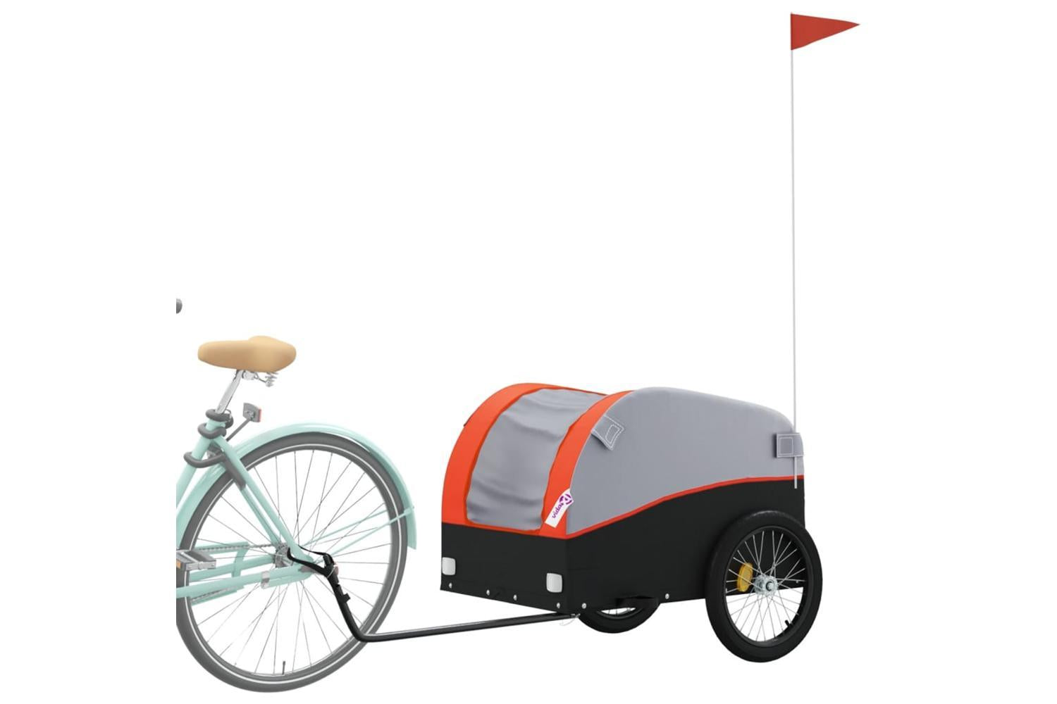 Vidaxl Bike Trailer Black And Orange 45 Kg Iron-3