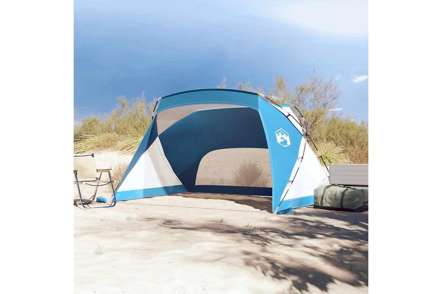 Vidaxl Beach Tent Azure Blue 274x178x170/148 Cm 185t Polyester-3