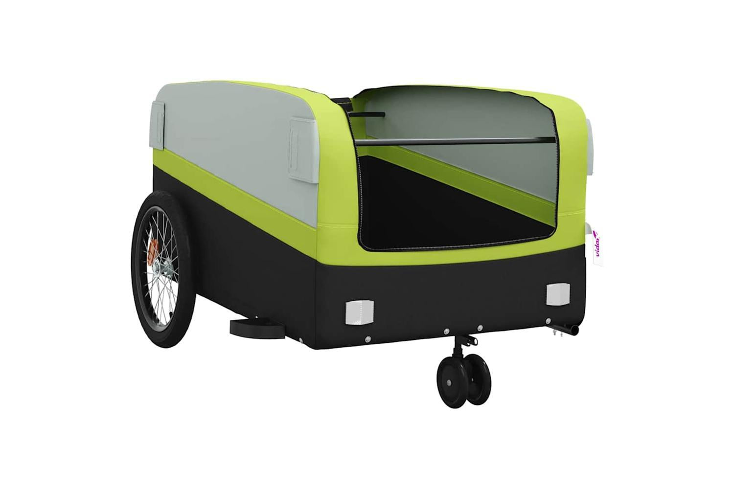 Vidaxl Bike Trailer Black And Green 45 Kg Iron-5