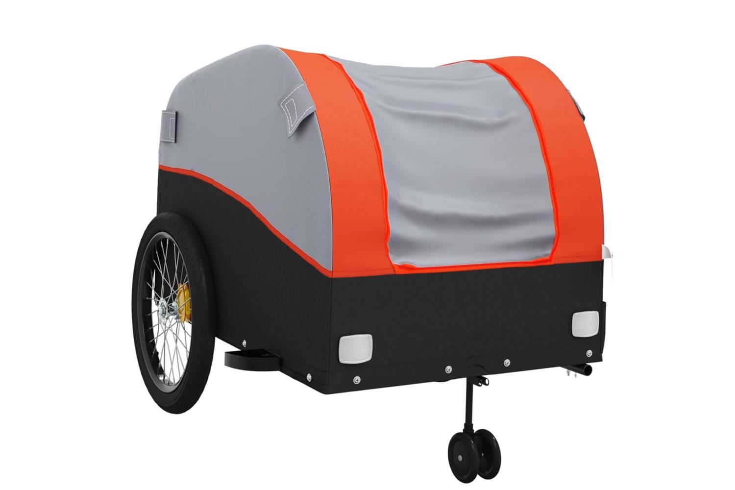 Vidaxl Bike Trailer Black And Orange 45 Kg Iron-4