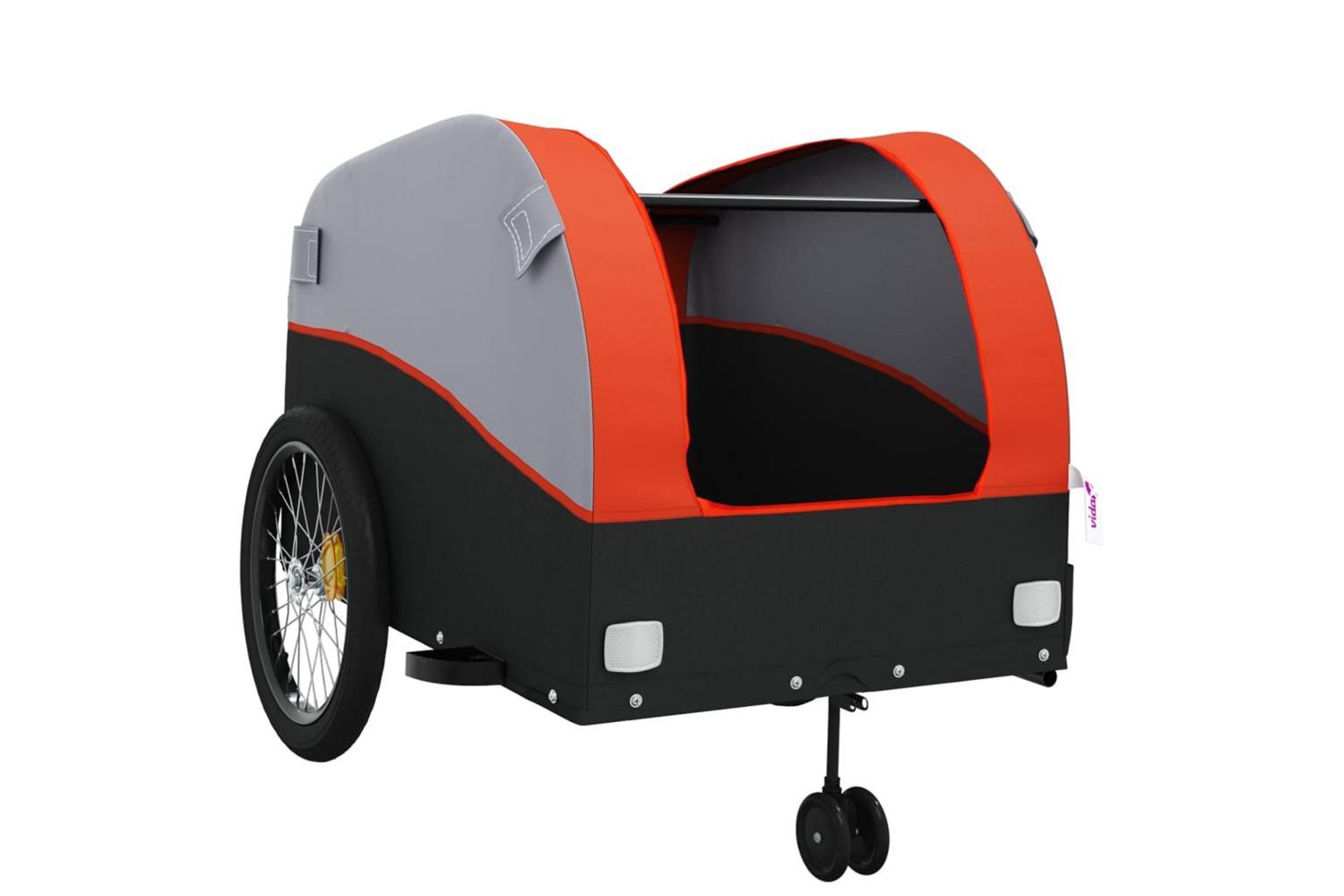 Vidaxl Bike Trailer Black And Orange 45 Kg Iron-5