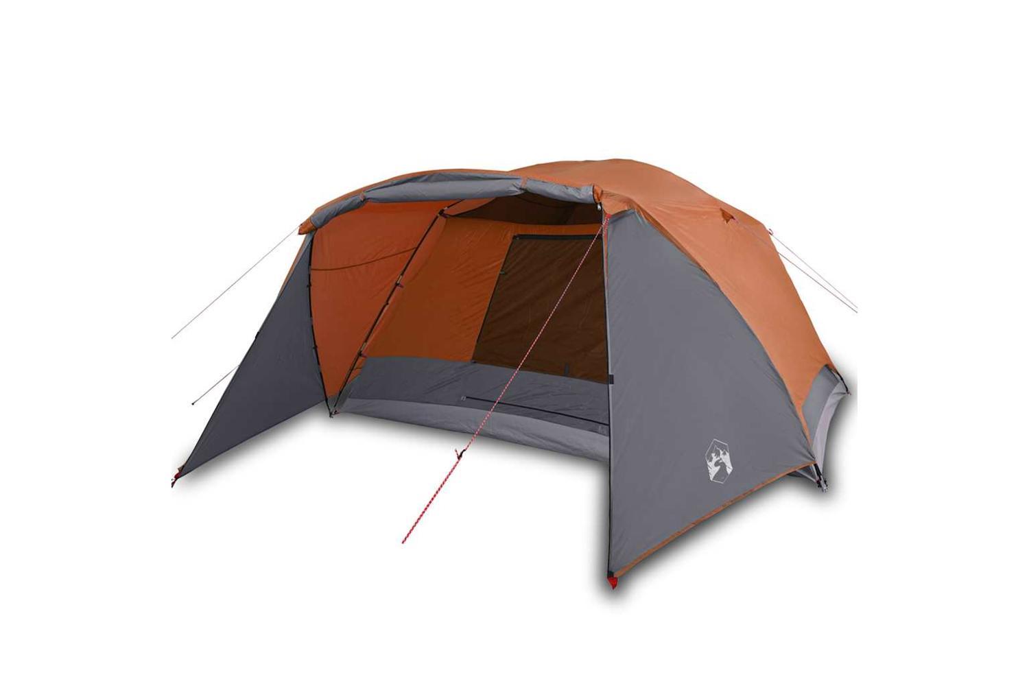 Vidaxl Family Tent With Porch 6-person Grey And Orange Waterproof-2