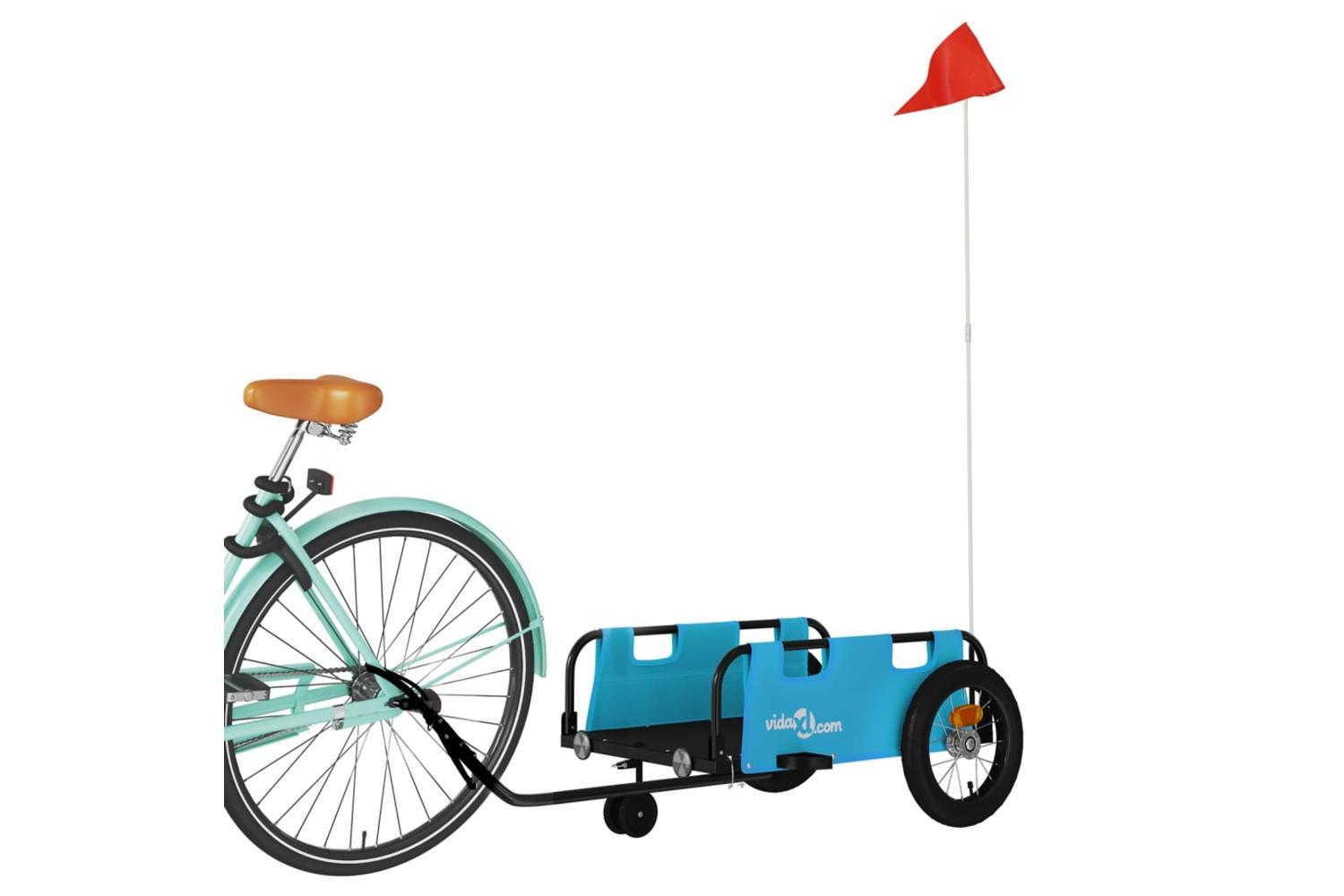 Vidaxl Bike Trailer Blue Oxford Fabric And Iron-3