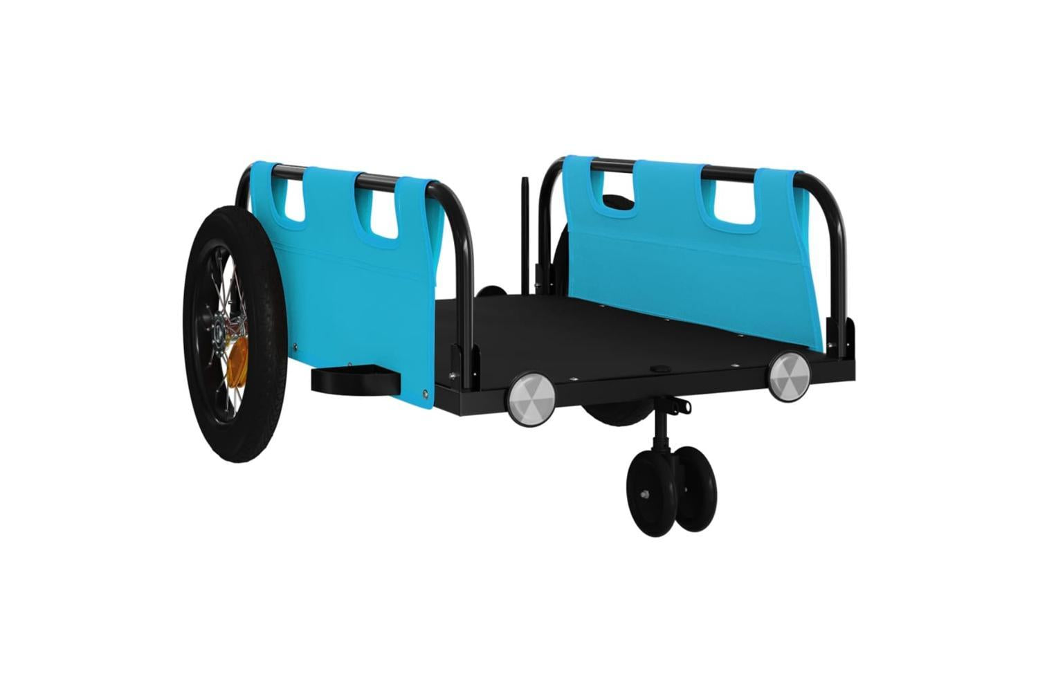 Vidaxl Bike Trailer Blue Oxford Fabric And Iron-4