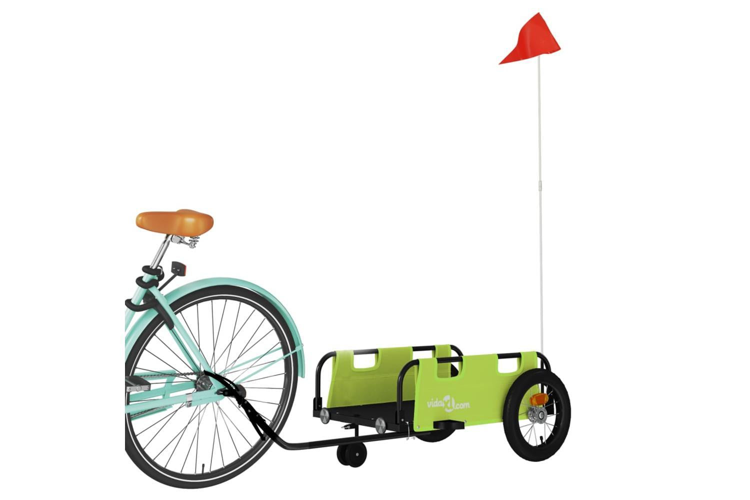 Vidaxl Bike Trailer Green Oxford Fabric And Iron-3