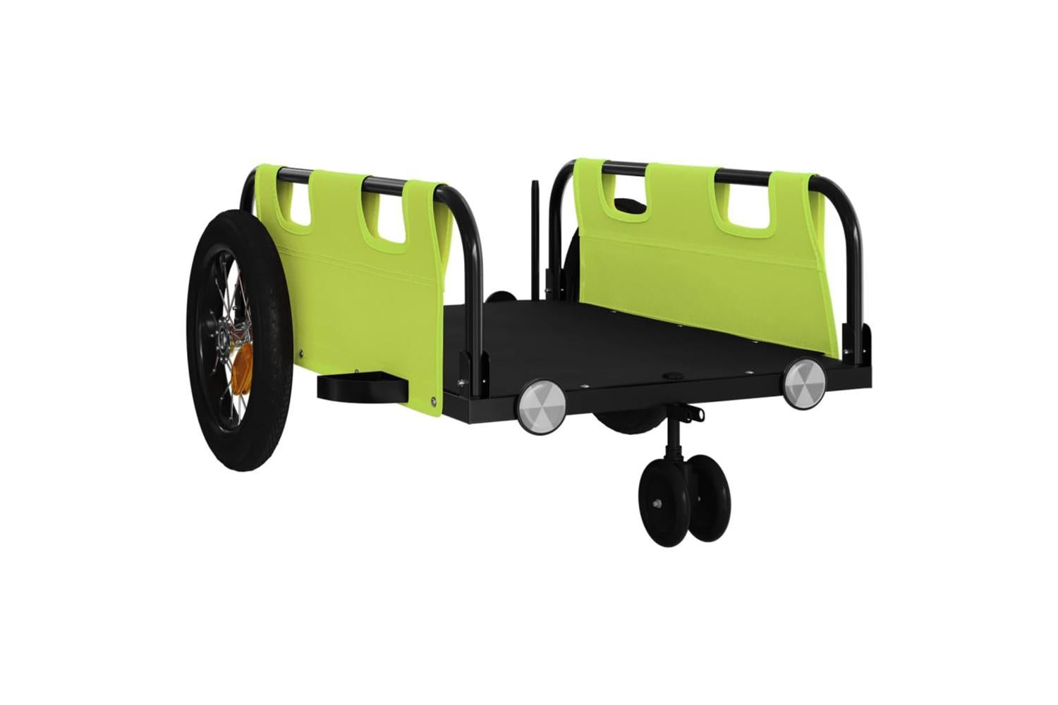 Vidaxl Bike Trailer Green Oxford Fabric And Iron-4