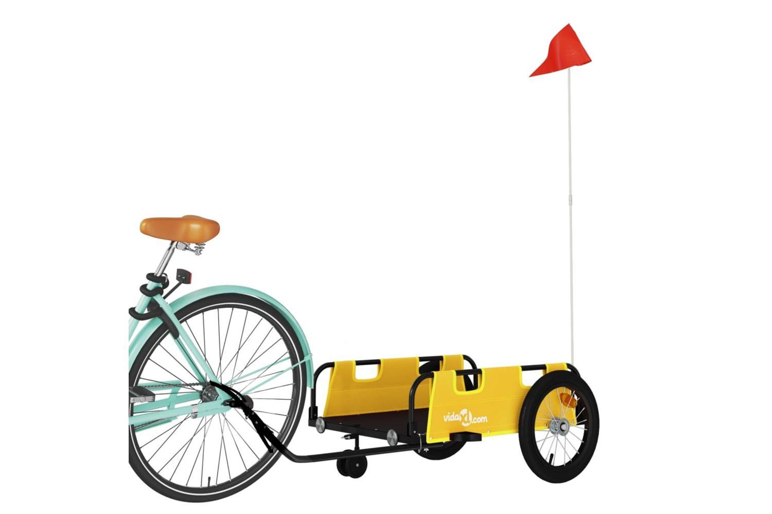 Vidaxl Bike Trailer Yellow Oxford Fabric And Iron-3