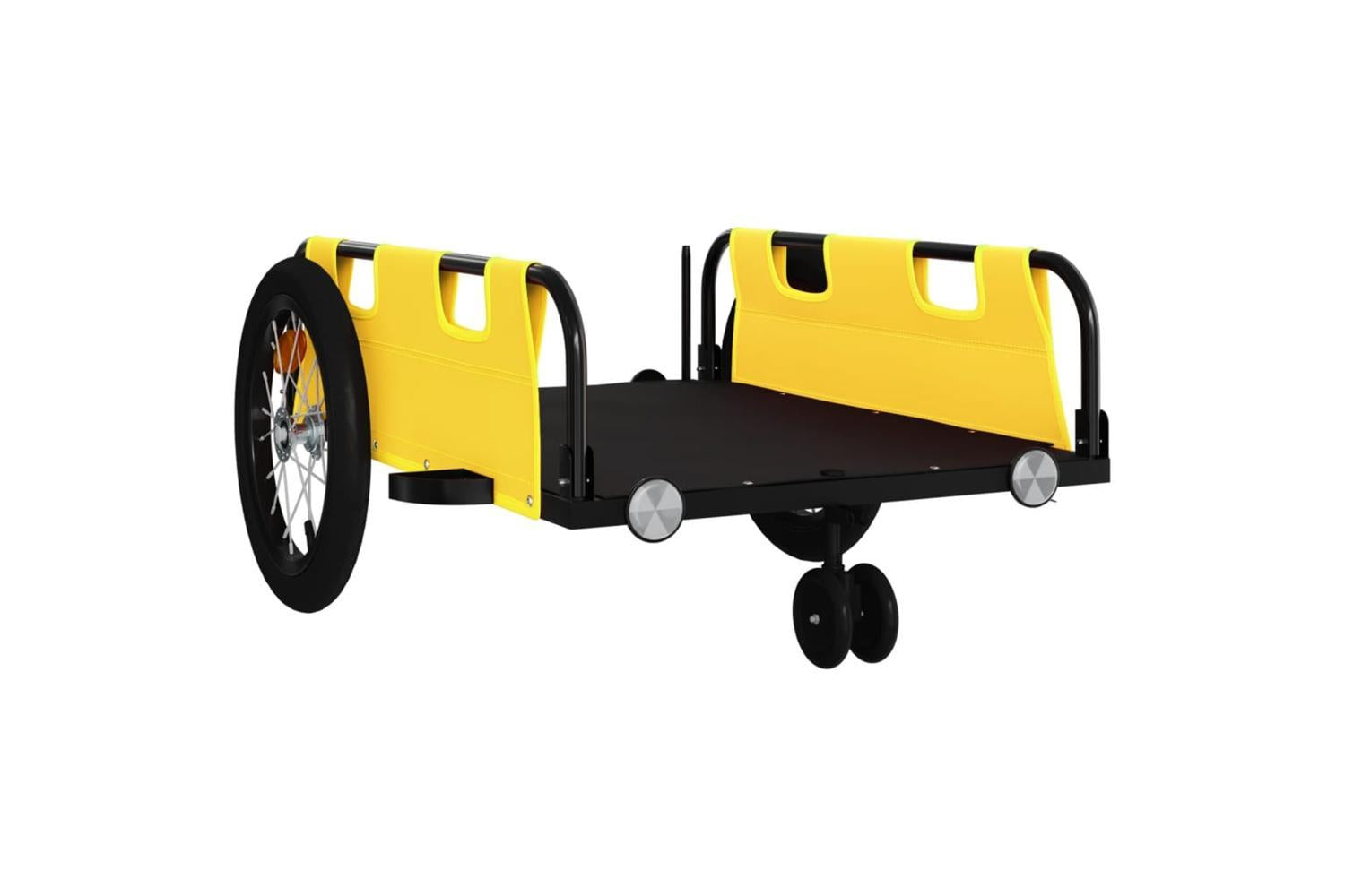 Vidaxl Bike Trailer Yellow Oxford Fabric And Iron-4