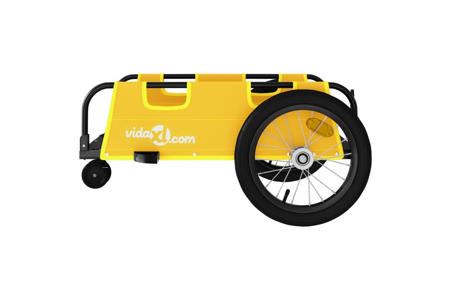 Vidaxl Bike Trailer Yellow Oxford Fabric And Iron-6