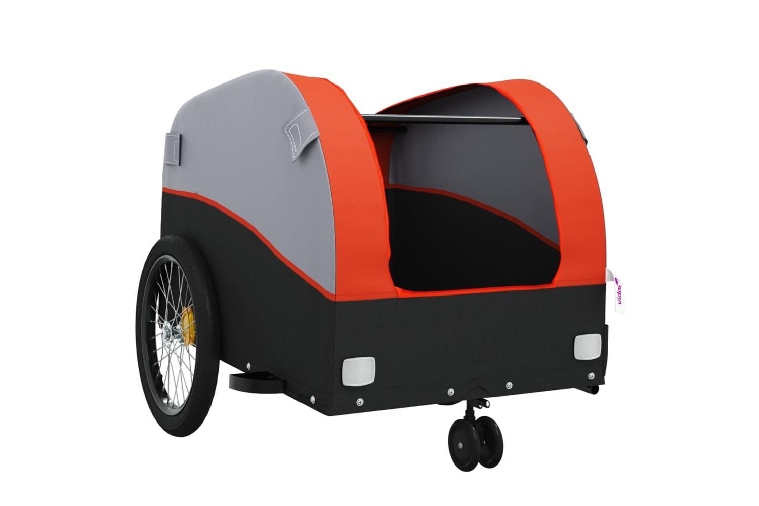 Vidaxl Bike Trailer Black And Orange 30 Kg Iron-5
