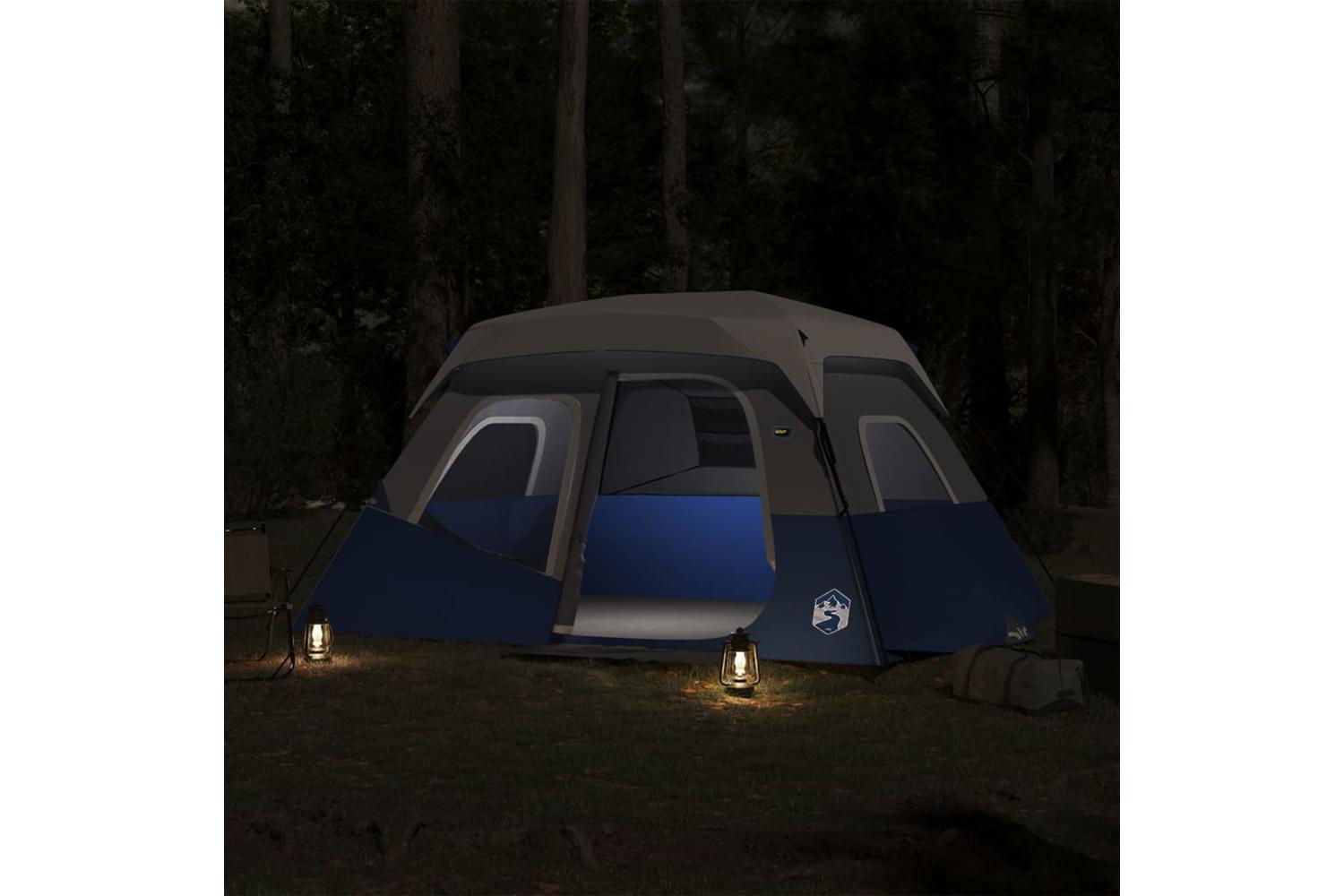 Vidaxl Family Tent With Led 6-person Light Blue Quick Release-3