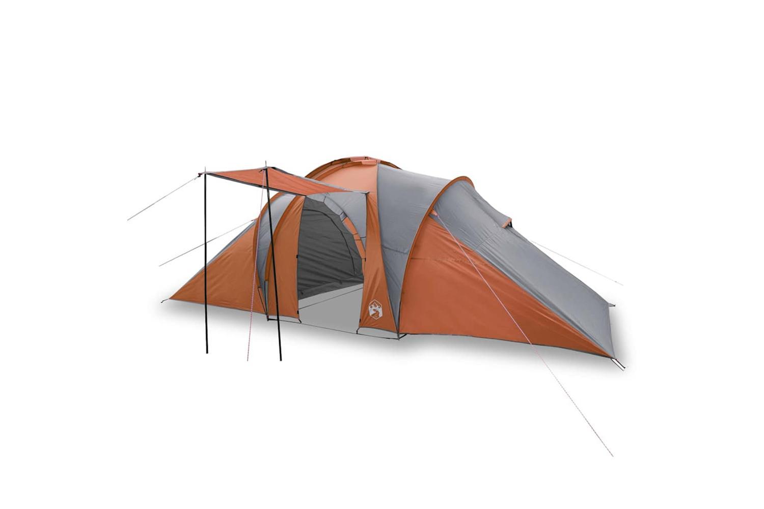 Vidaxl Family Tent Dome 6-person Grey And Orange Waterproof-2