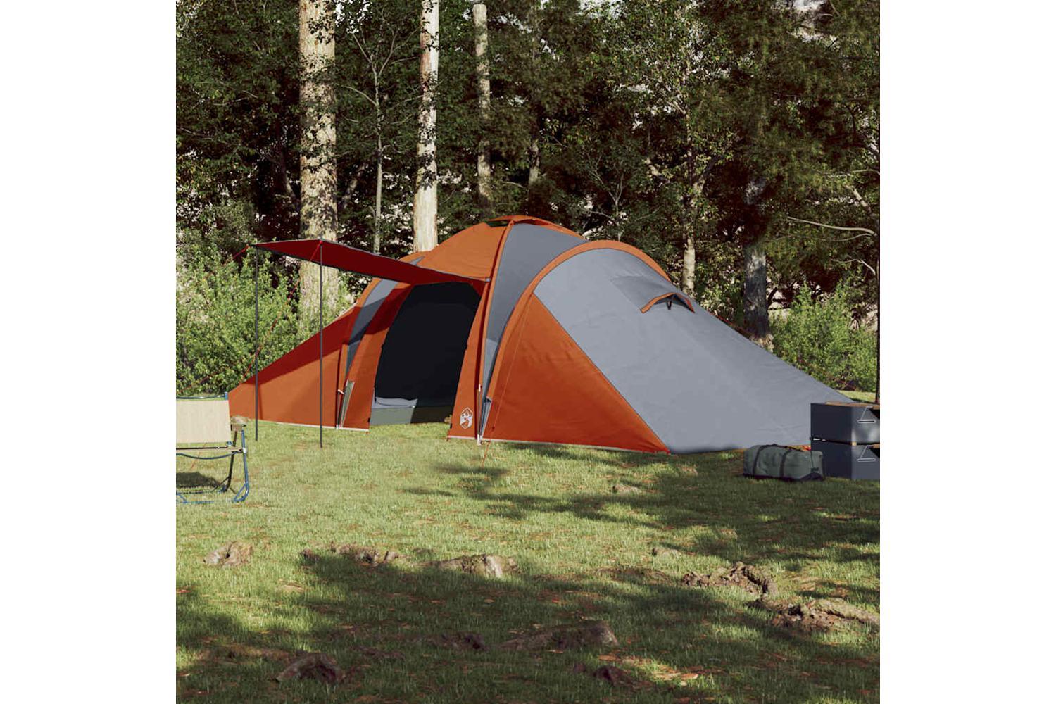 Vidaxl Family Tent Dome 6-person Grey And Orange Waterproof-3