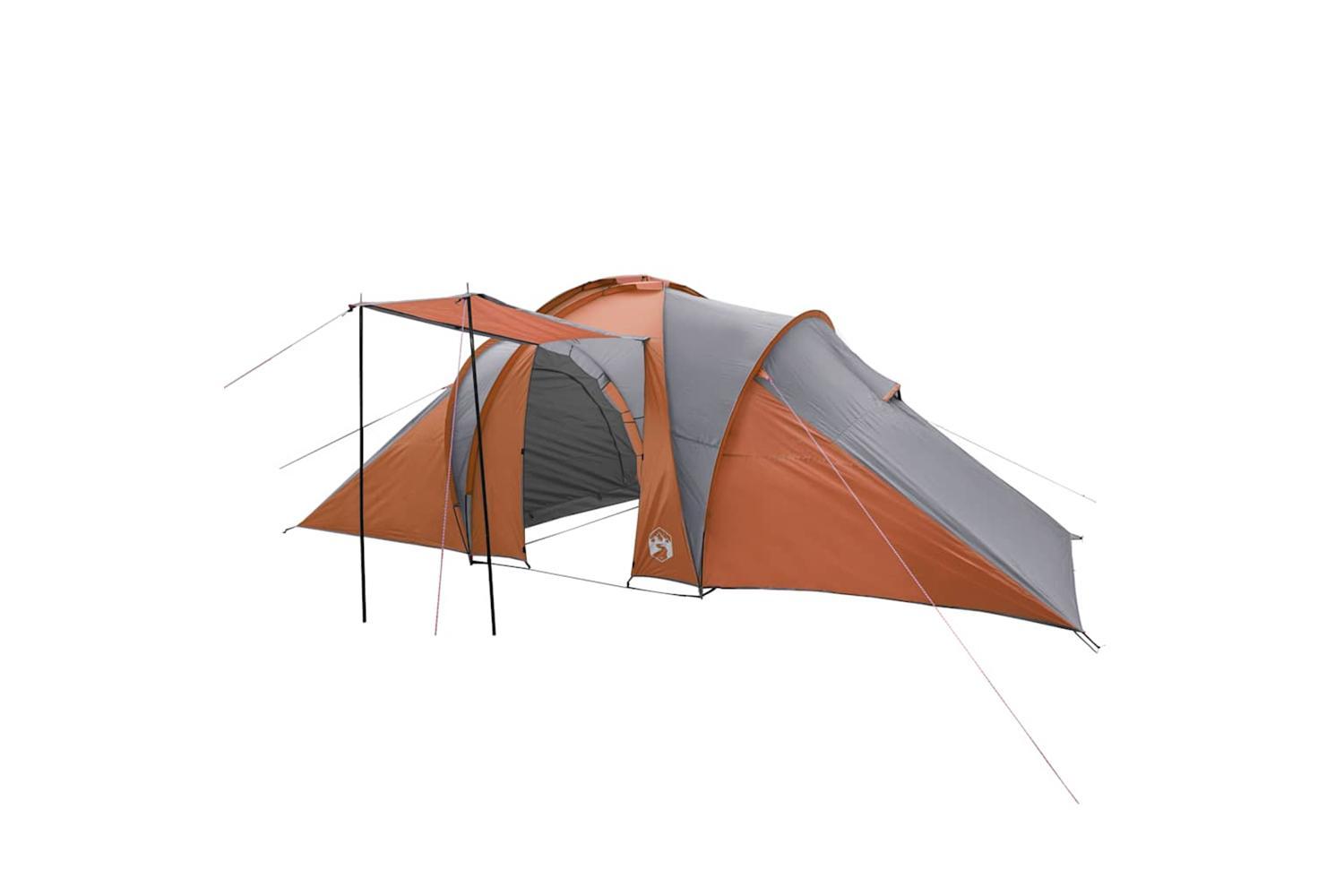Vidaxl Family Tent Dome 6-person Grey And Orange Waterproof-4