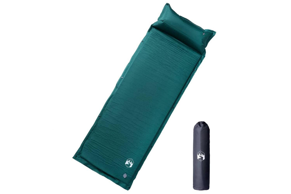 Vidaxl Self Inflating Camping Mattress With Pillow 1-person Green