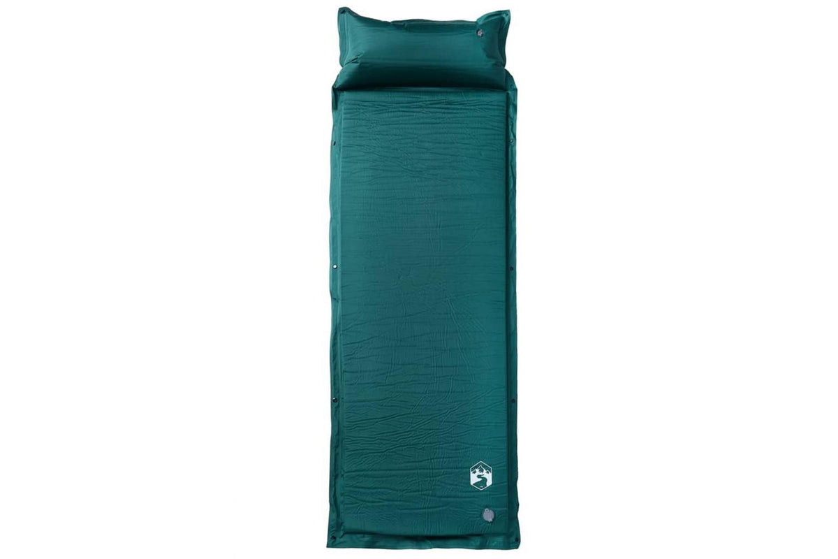 Vidaxl Self Inflating Camping Mattress With Pillow 1-person Green-2