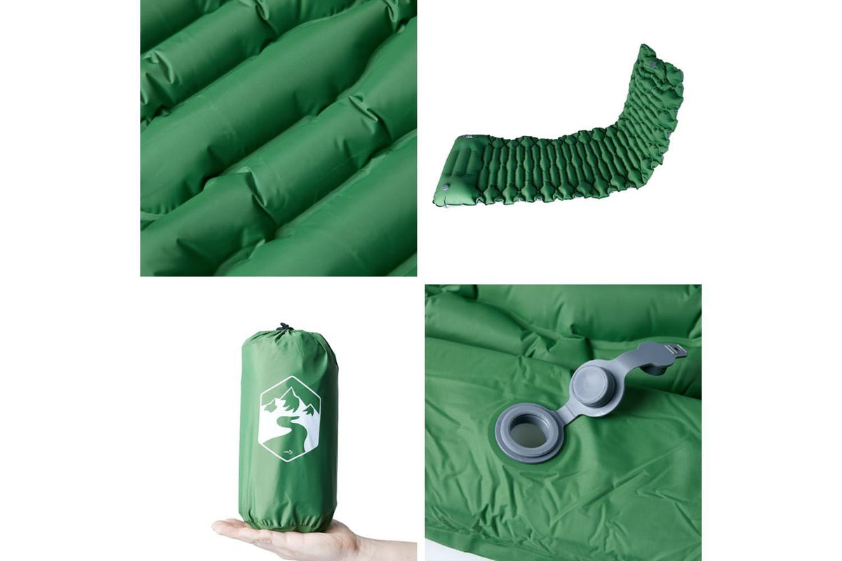 Vidaxl Self Inflating Camping Mattress With Pillow 1-person Green-5