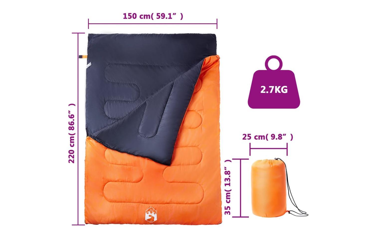 Vidaxl Double Sleeping Bag With Pillows For Adults Camping 3-4 Seasons-5
