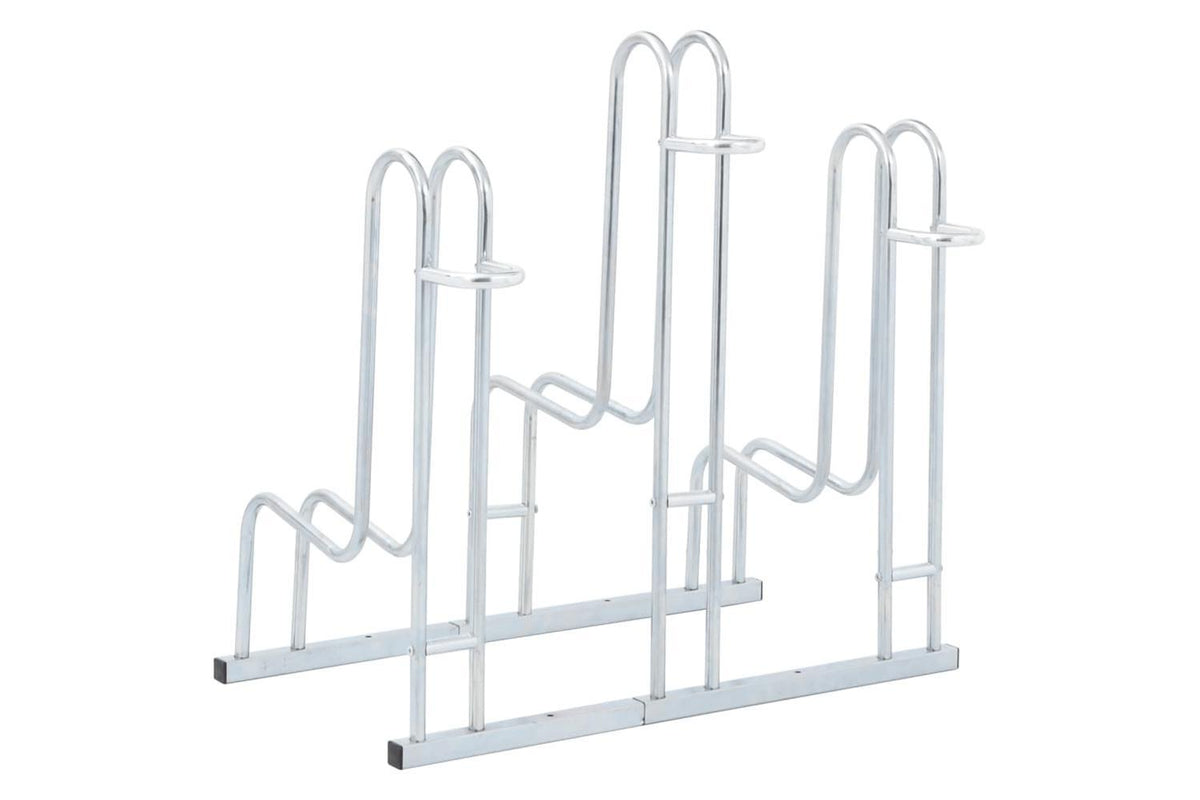 Vidaxl Bicycle Stand For 3 Bikes Floor Freestanding Galvanised Steel-5