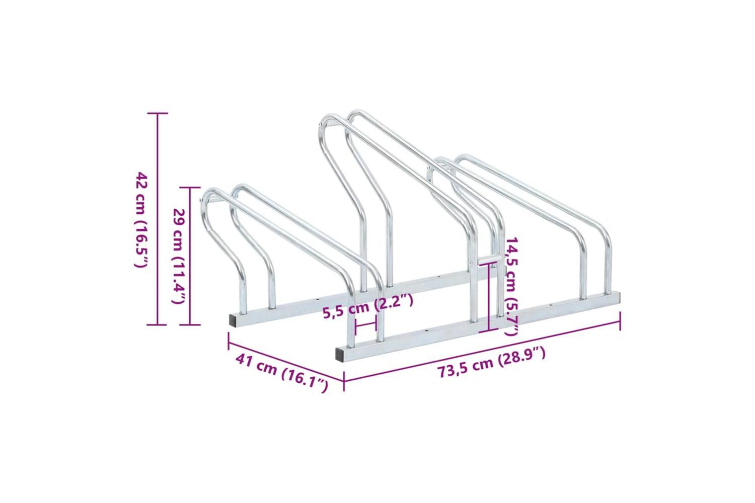 Vidaxl Bicycle Stand For 3 Bikes Floor Freestanding Galvanised Steel-7