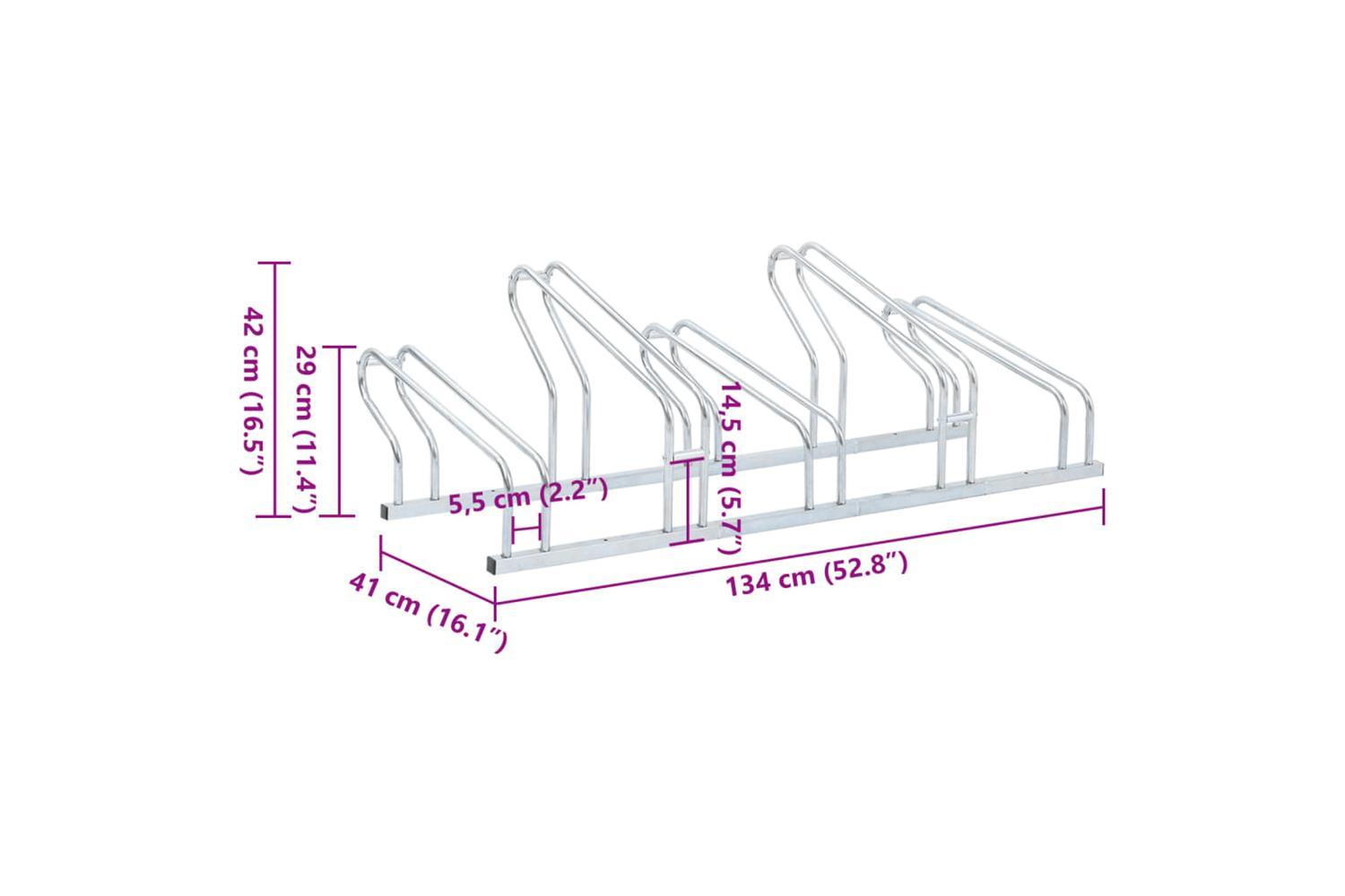 Vidaxl Bicycle Stand For 5 Bikes Floor Freestanding Galvanised Steel-7