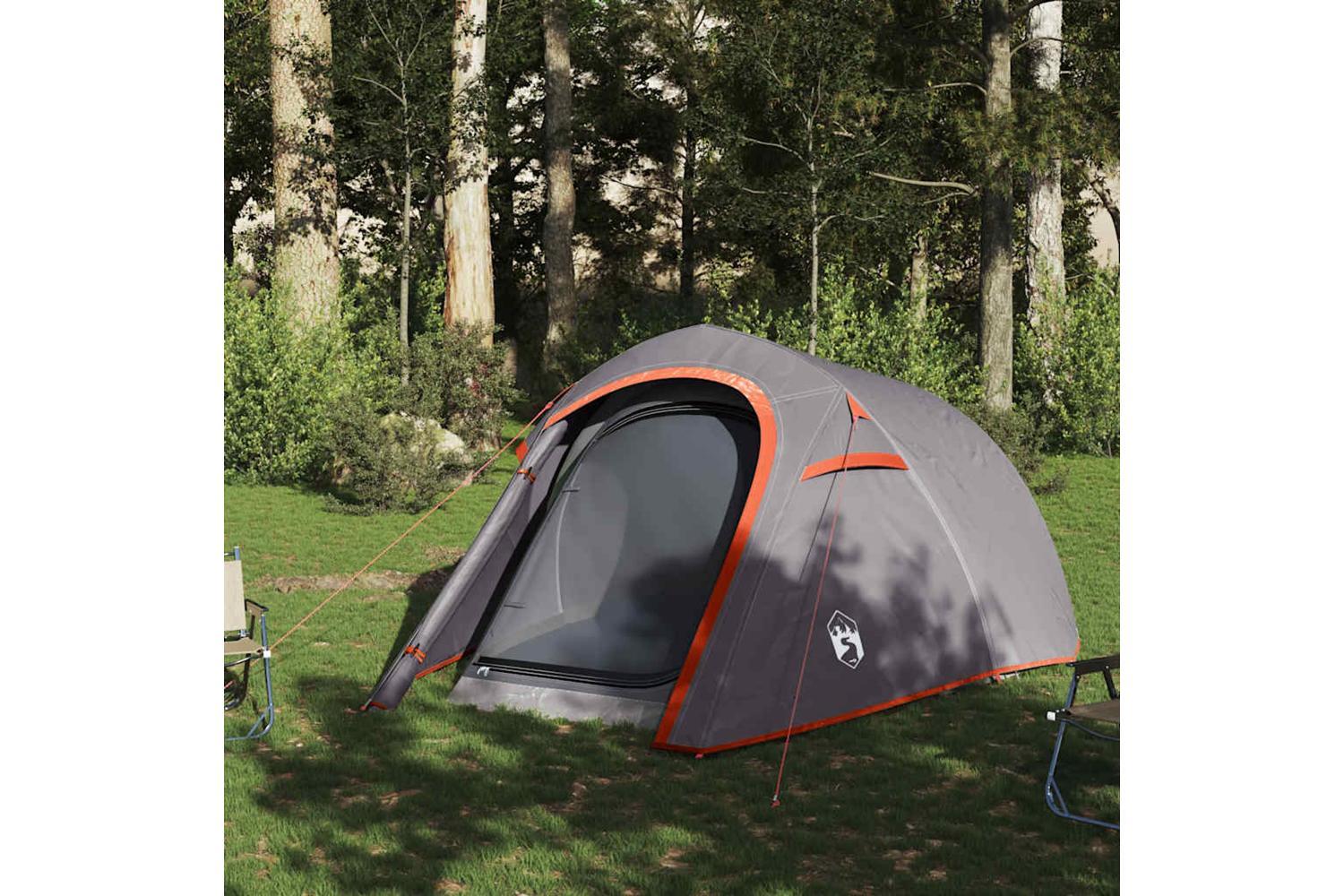 Vidaxl Camping Tent Tunnel 3-person Grey And Orange Waterproof-3