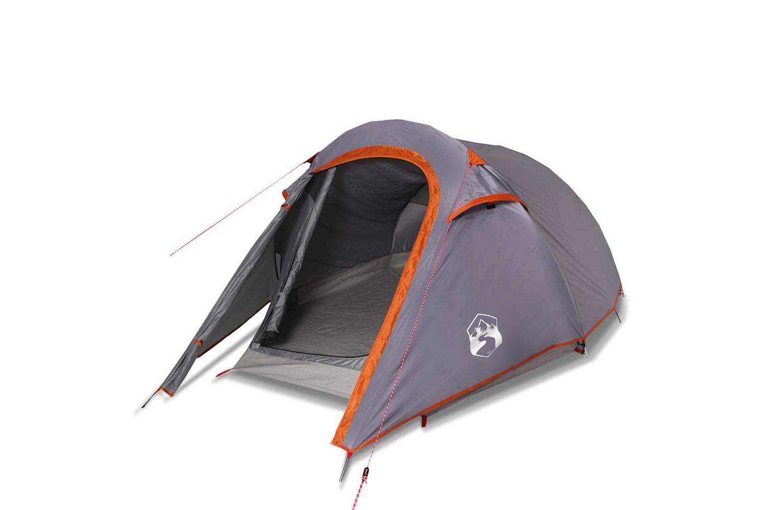 Vidaxl Camping Tent Tunnel 3-person Grey And Orange Waterproof-4