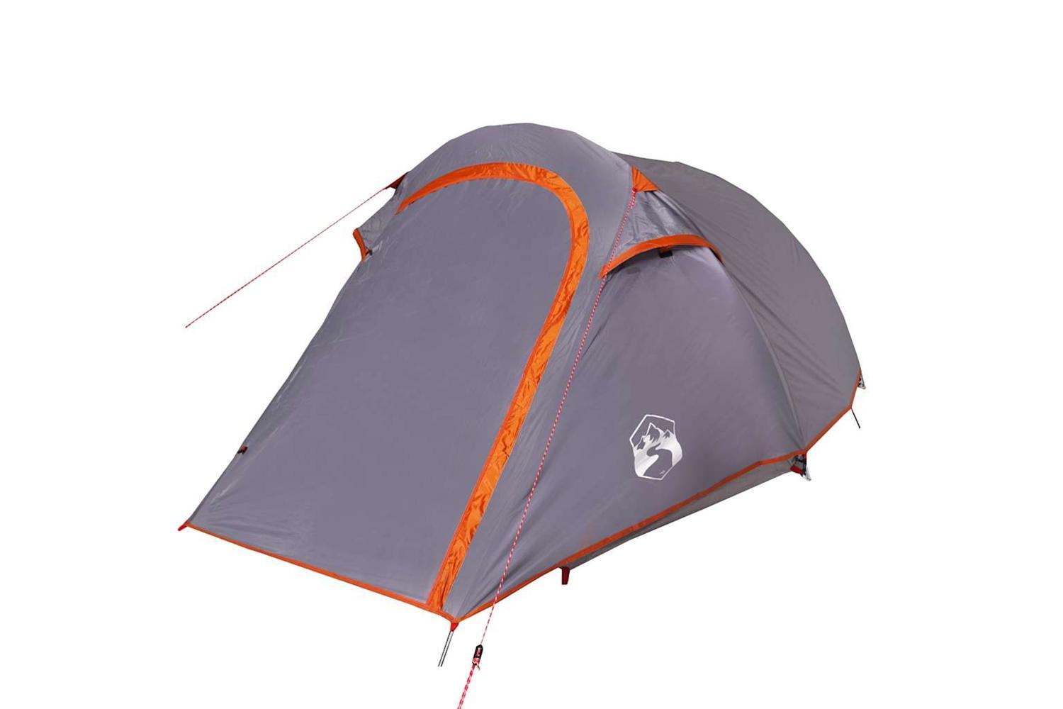 Vidaxl Camping Tent Tunnel 3-person Grey And Orange Waterproof-5