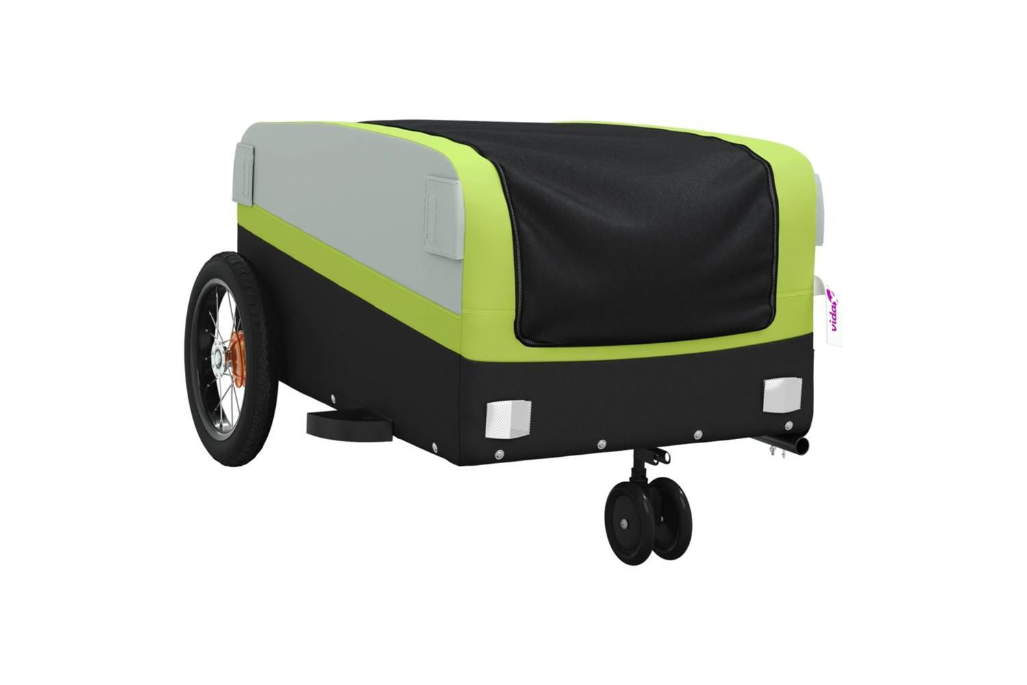 Vidaxl Bike Trailer Black And Green 30 Kg Iron-4