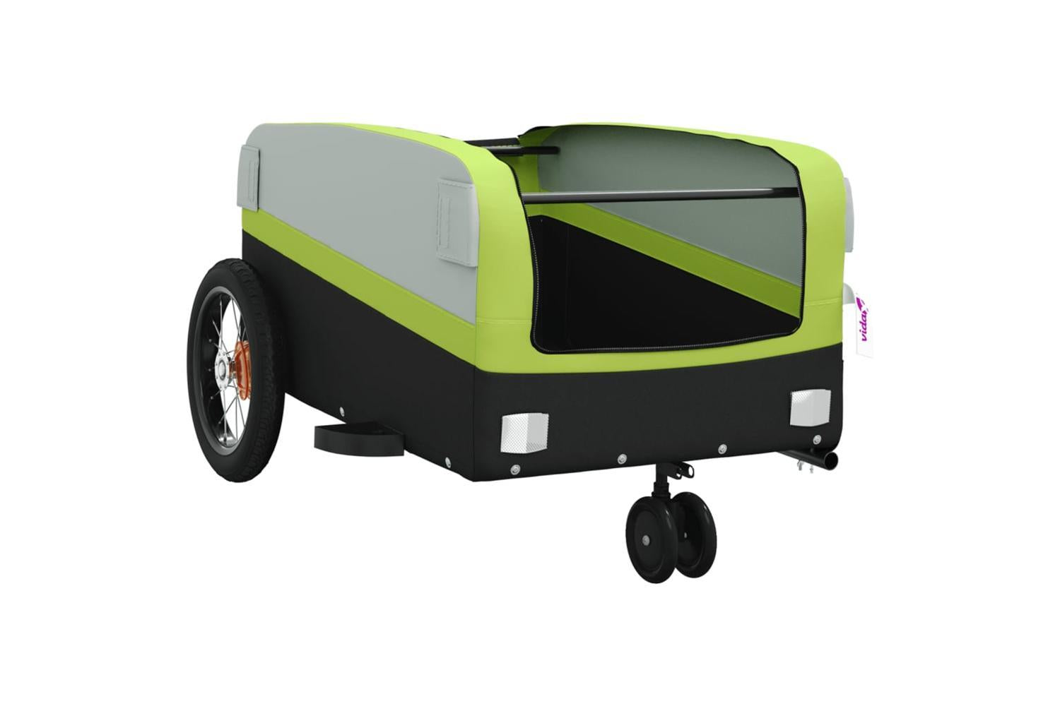 Vidaxl Bike Trailer Black And Green 30 Kg Iron-5