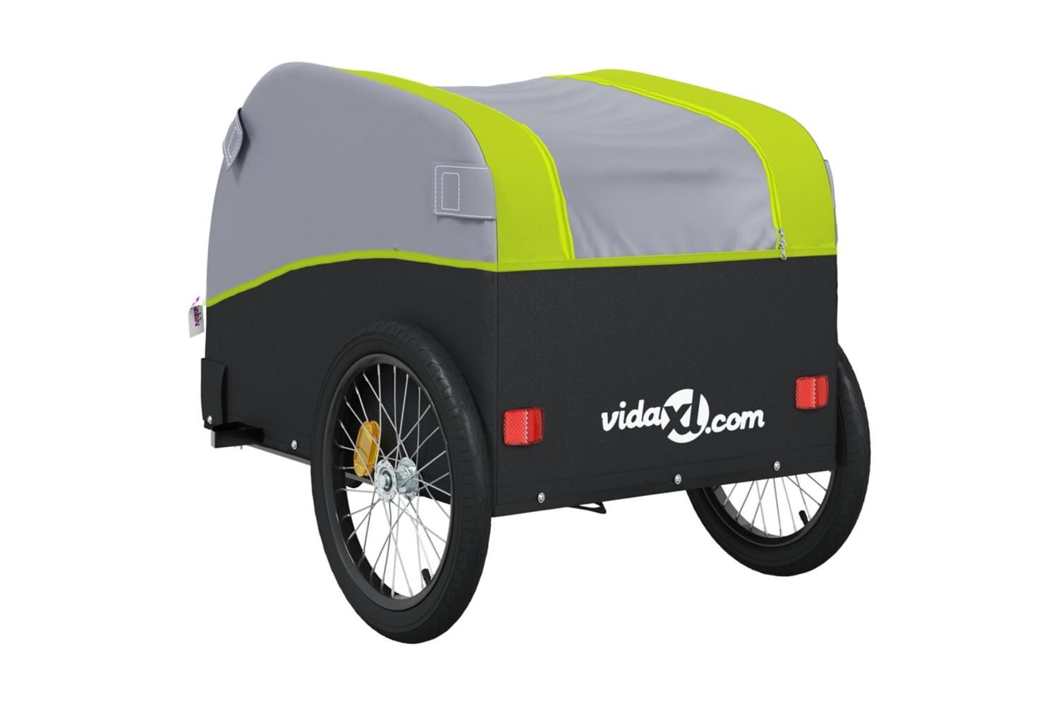 Vidaxl Bike Trailer Black And Green 30 Kg Iron-8