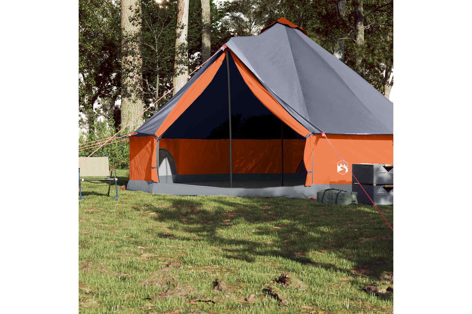 Vidaxl Family Tent Tipi 8-person Grey And Orange Waterproof-3