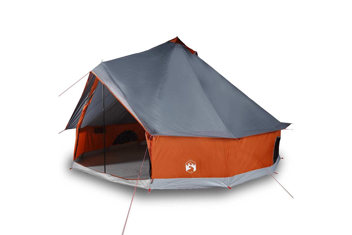 Vidaxl Family Tent Tipi 8-person Grey And Orange Waterproof-4